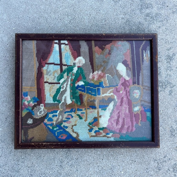 Vintage Needlepoint Old World Heritage